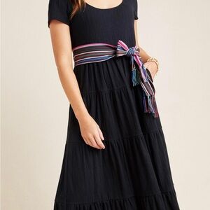 Maeve Gillian tiered maxi dress size MP black tiered Anthropologie
